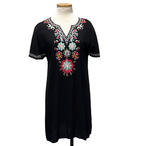 THML Dresses & Skirts - THML sz M black dress with colorful embroidery